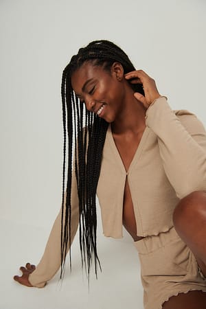 Dark Beige Babylock Waffle Loungewear Top