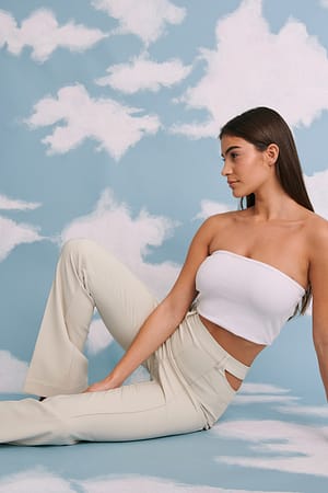 Light Beige Pantalon de costume recyclé