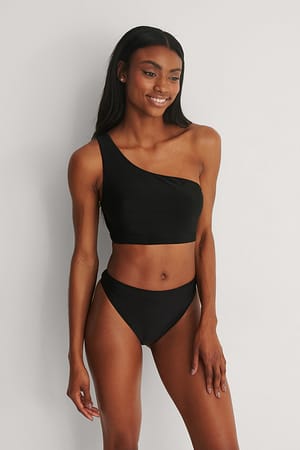 Black Gerecycleerd bikinibroekje met hoge taille