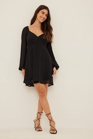 Black Gerecyclede jurk met wikkeldetail