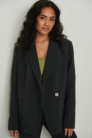 Black Oversized Overlap Blazer