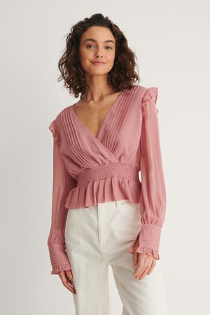 Dusty Pink Pintuck Blouse