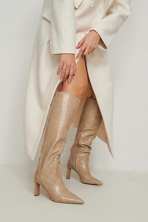 Light Beige Pointy Shaft Boots