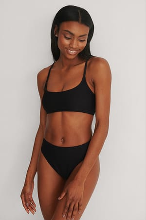 Black Gerecycleerd bikinibroekje met hoge taille