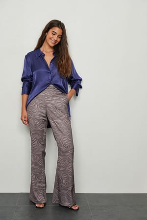 Nude Marble Recycled Satin Flared Suit Pants