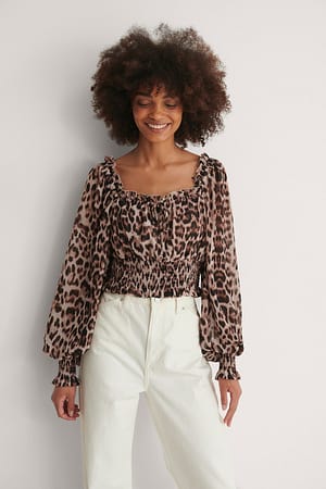 Leo Gerecycleerde blouse met vierkante halslijn