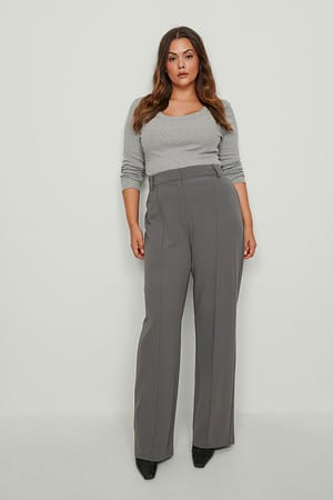 Grey Strakke pantalon met wijde pijpen