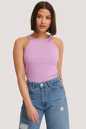 Lilac Singlet Med Rund Hals