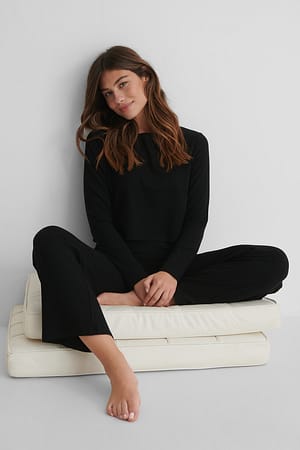 Black Gerippte Hosen