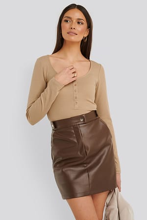 Light Beige Henley-Top