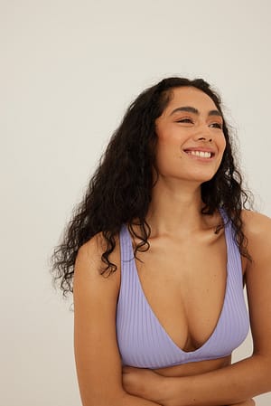 Lilac Ribbed Padded Bikini Top