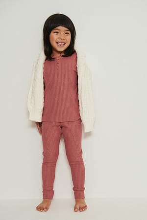 Dusty Pink Ribbade leggings
