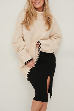 Black Geribde midirok met split