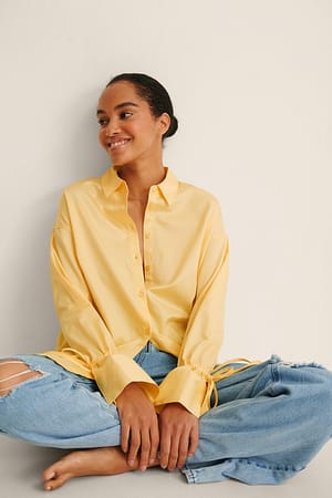 Light Yellow Tied Sleeve Shirt