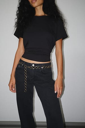 Gold Jeanskette mit Ringdetail