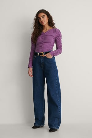Purple Rouched Detail Top