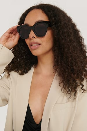 Black Round Chunky Cateye Sunglasses