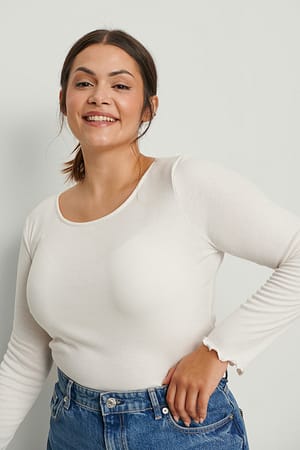 Offwhite Round Neck Babylock Rib Top