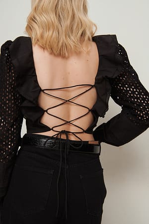 Black Ruffle Angalise Sleeve Blouse