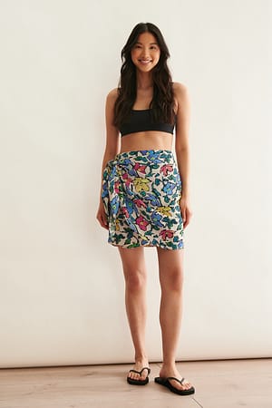 Flower Print Jupe courte nouée style sarong