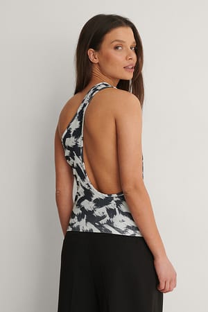 Print Scoop Back Tank Top