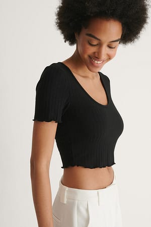 Black Scoop Neck Babylock Top