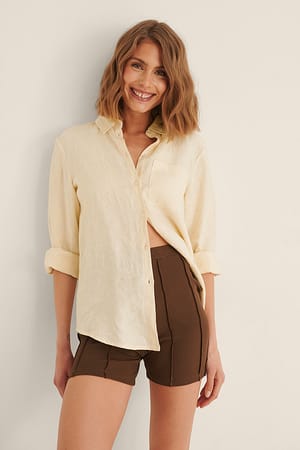 Brown Biker-short met naaddetails