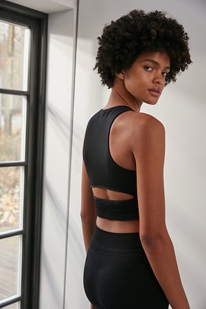Black Seamless Cut Out Bra Top