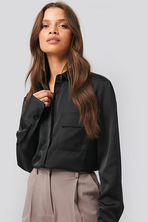 Black Shiny Pocket Shirt