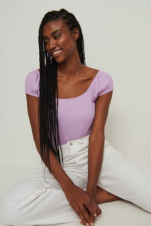 Lilac Short Sleeve Rib Top