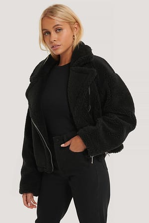Black Kort Jacka I Teddypäls