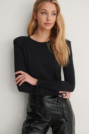 Black Shoulder Padded Top