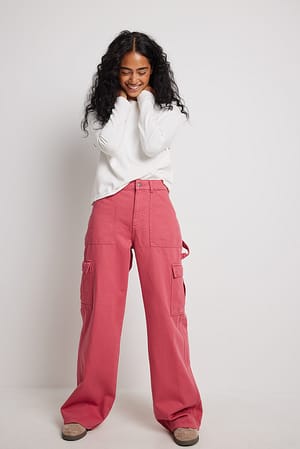Pink Side Pocket Straight Denim