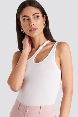 White Topp Med Stripe På Siden