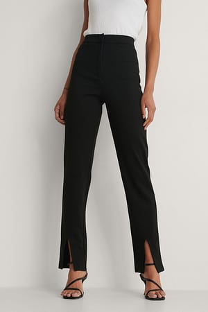 Black Slit Detail Pants