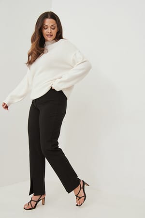Black Slit Detail Pants