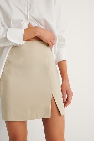 Beige Recycled minikjol med slits