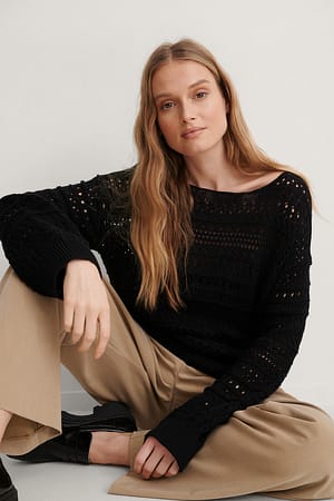 Black Pull En Maille Ample
