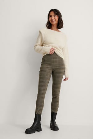 Grey Check Small Check Super Stretch Pants