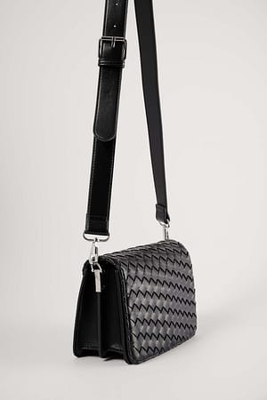 Black Sac bandoulière recycléSac bandoulière tissé