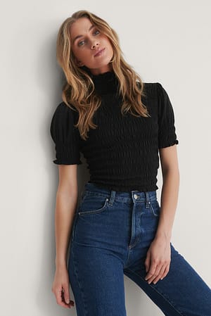 Black Smock Detail Top