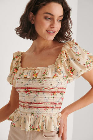 Floral Print Smock Printed Top