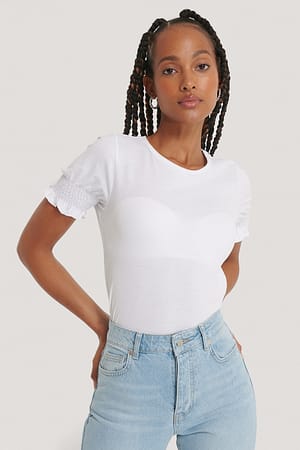 White Smock Sleeve Top