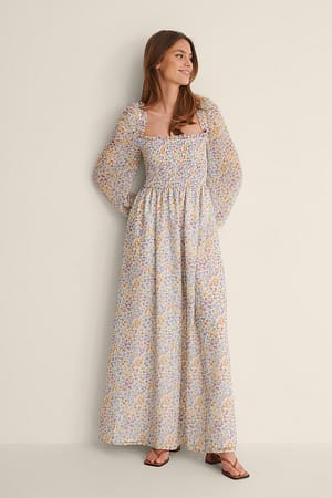Floral Fling Smocked Balloon Sleeve Maxi Dress