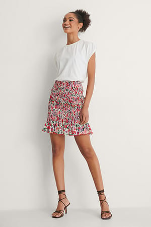 Multi Floral Print Gesmockte Rok Met Ruches