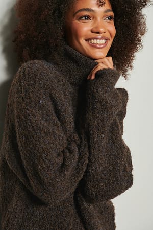 Brown Soft High Neck Sweater