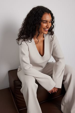 Light Beige Soft Knitted Trousers