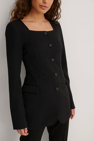 Black Squared Neck Blazer