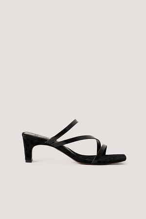 Black Firkantede Sandaler Med Stropper