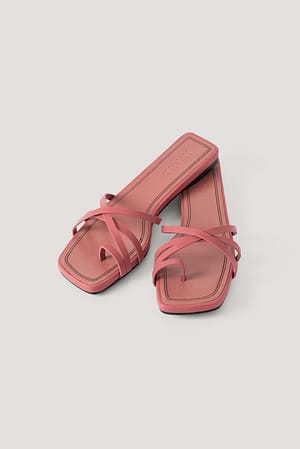 Rose Squared Toe Strap Flats